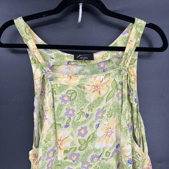 Vintage 90s Zachi watercolor floral girlhoodcore midi apron dress cottagecore M - Picture 3 of 12